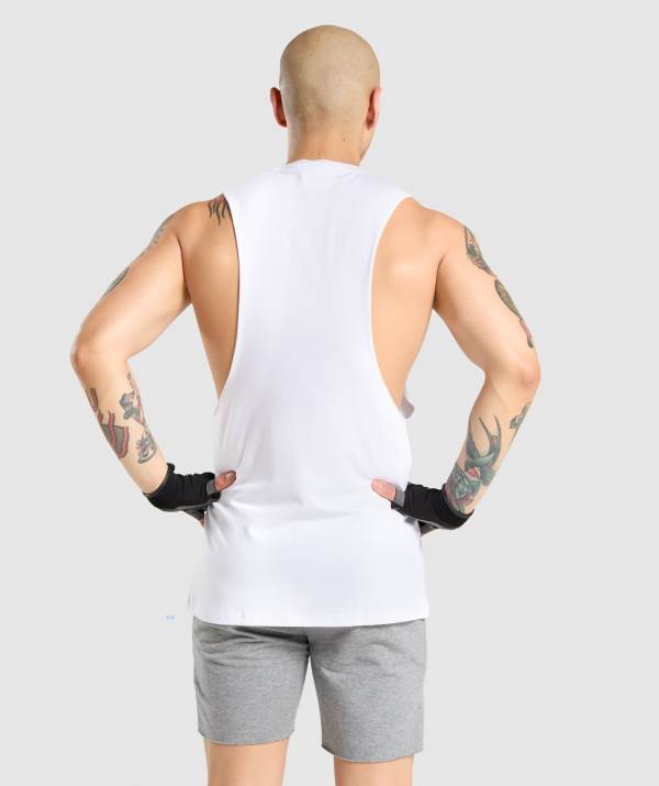 Panske Tielko Gymshark Critical Drop Arm Biele | OH6721935
